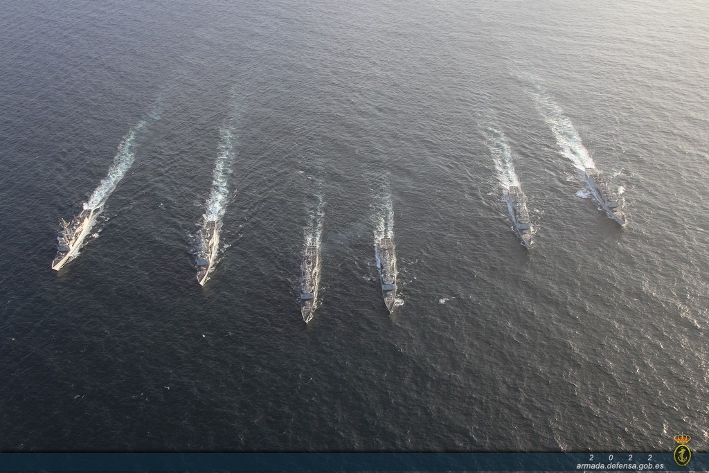The six frigates from the 41st Escort Squadron in formation.